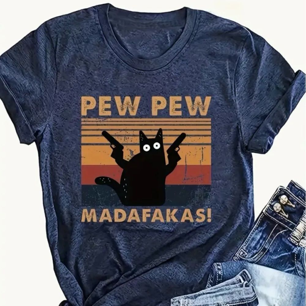 Cat tee shirt ‘Pew Pew Madafakas!’